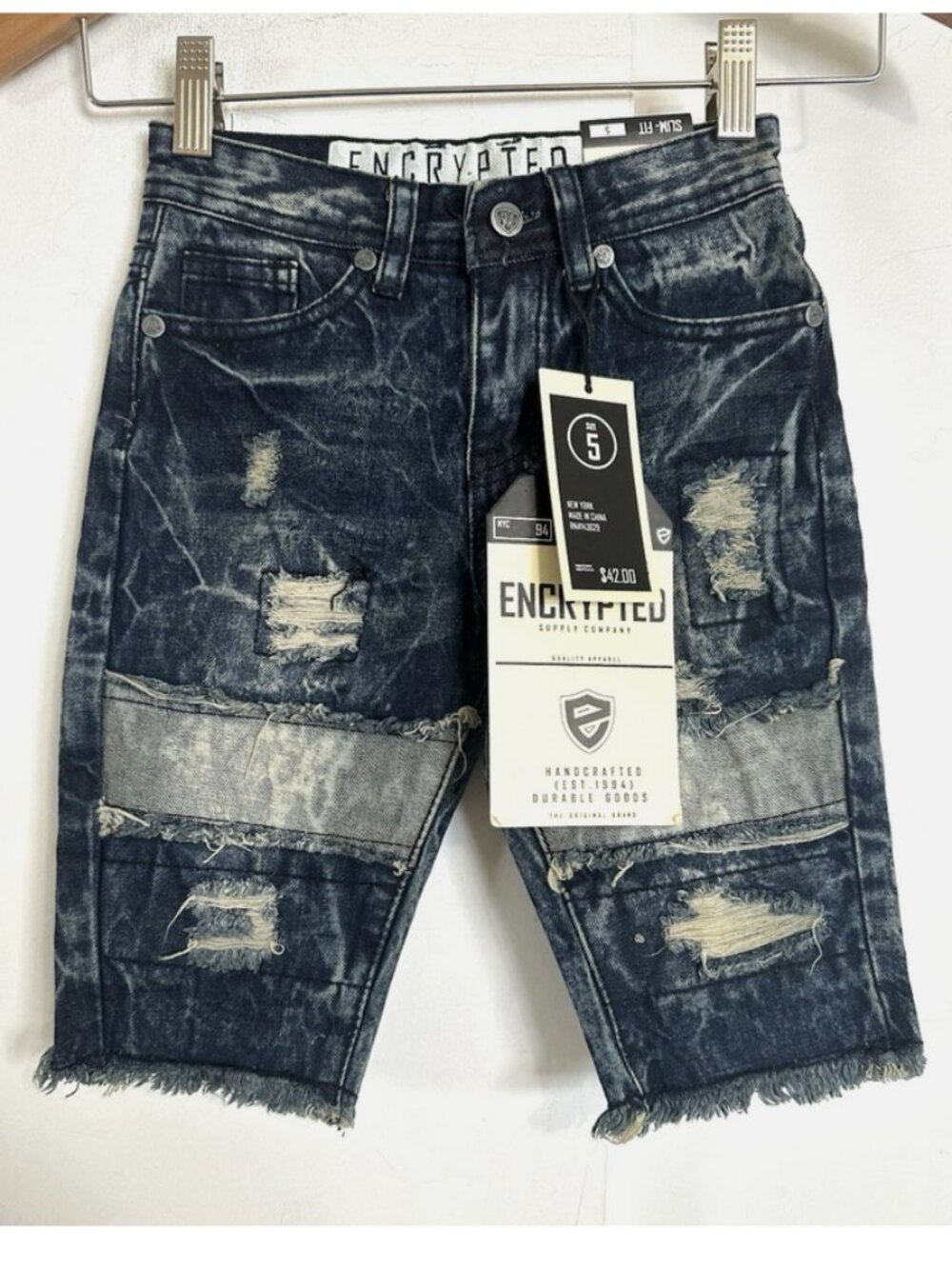 ENCRYPTED Boys 5 Jeans Shorts NWT Slim Fit Distressed Jorts